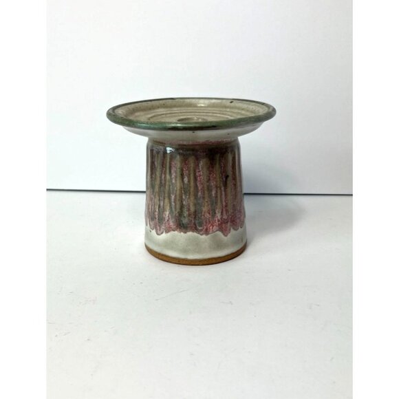 Studio Pottery Rustic Candle Holder Pillar Or Taper Candles 4.5" H 5" W Handmade - Picture 6 of 8
